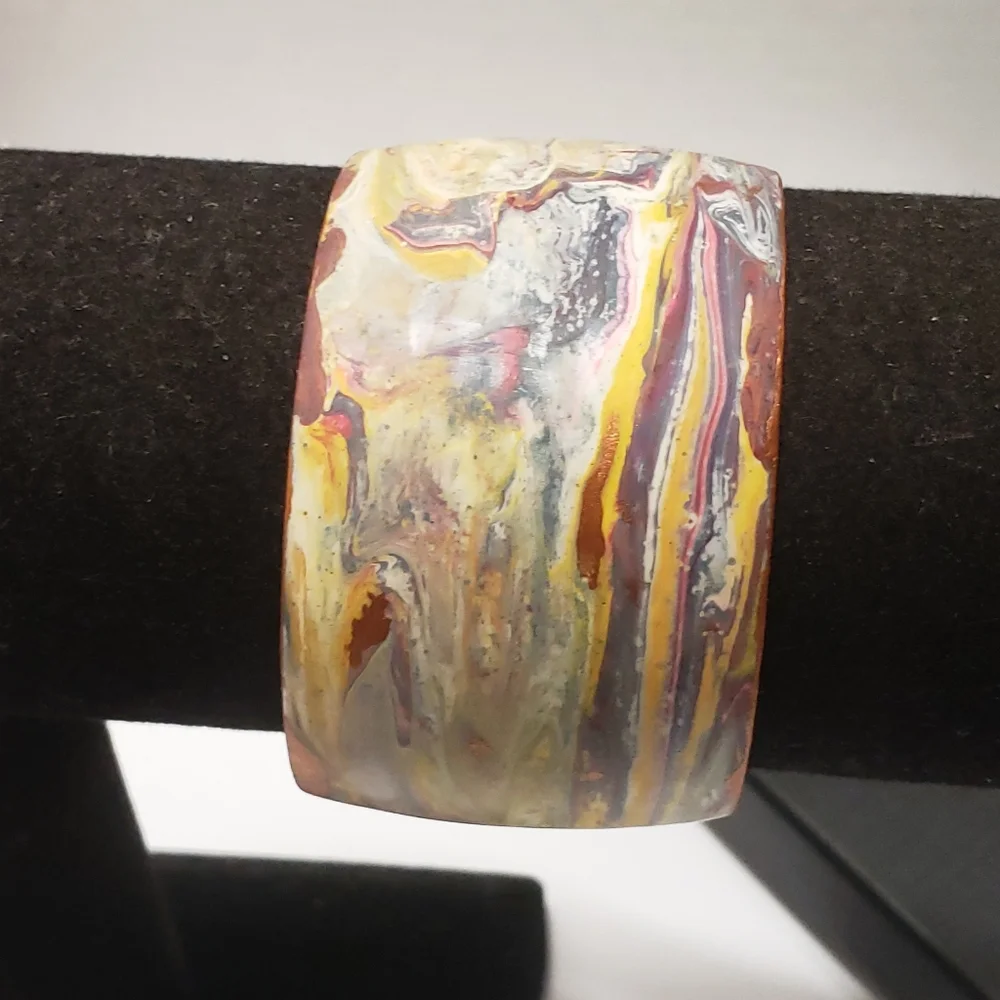 Hand Painted Acrylic Pour Painting Cuff Bracelet